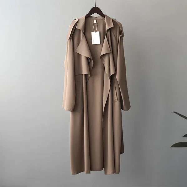 LE4539 Spring New Fashion Coats for Woman Temperament Long Trench Coat Woman Retro British Style Loose Coat Woman