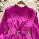 LE4043 French Vintage Blouse Women Fold Waist Slimming Lotus Leaf Swing Advanced Sense of Spring Top - Image 2