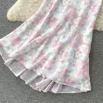 LE2070 Sexy Halter Top With Chest All Match Package Hip Fishtail Skirt Skirt Floral Two Sets - Image 5
