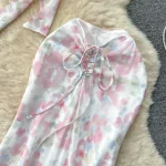 LE2070 Sexy Halter Top With Chest All Match Package Hip Fishtail Skirt Skirt Floral Two Sets - Image 2