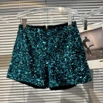 LE2364 Ladies' 2025 Internet Celebrity Full Sequins Shiny Zipper Shorts Club Girl Three-Minute Hot Pants Long Style