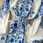 LE1652 Boutique's Hot Sale Women's A-Line Single-Breasted Bubble Long-Sleeved Elegant Classical Printed Patterns Cloth - Image 4