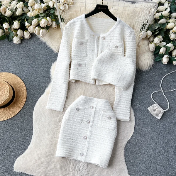 LE2101 Elegant Women'S Office 3-Piece Coat + Strapless Top + Skirt Women'S Set 2025 New Spring Women'S Set